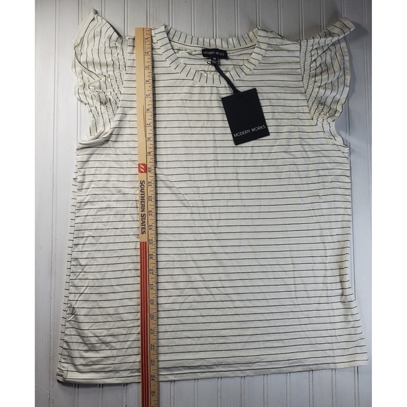 Modern Works Womens Sleeveless Blouse Black White Stripe Shirt Top NWT Medium M - Picture 4 of 9